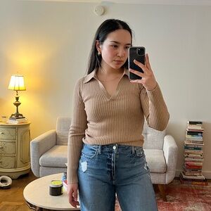 Tan Ribbed Women's Old Navy Top